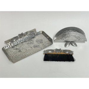 RODNEY KENT Hand Wrought Collections Aluminum Toast Set Napkin Holder Signed Vin